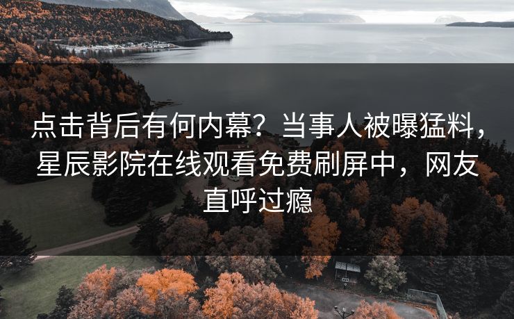 点击背后有何内幕？当事人被曝猛料，星辰影院在线观看免费刷屏中，网友直呼过瘾
