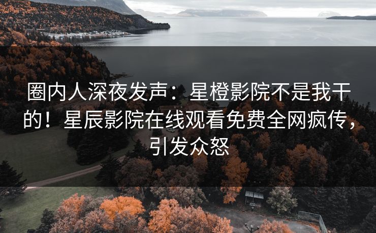 圈内人深夜发声：星橙影院不是我干的！星辰影院在线观看免费全网疯传，引发众怒