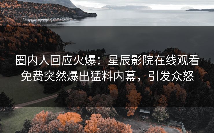 圈内人回应火爆：星辰影院在线观看免费突然爆出猛料内幕，引发众怒